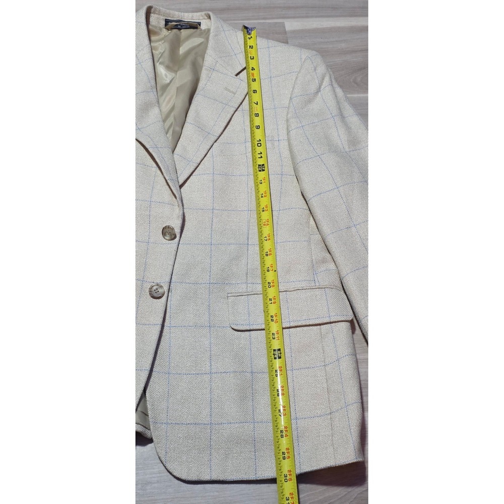 Haspel Men's Beige Blue Check Blazer Two-Button Double Vent 22" Chest - Picture 6 of 8